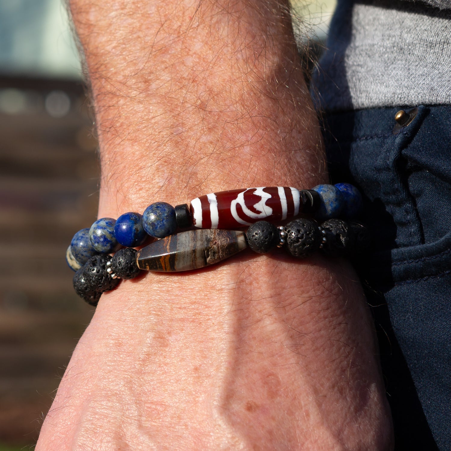 Men's Lapis Lazuli DZI Bracelet
