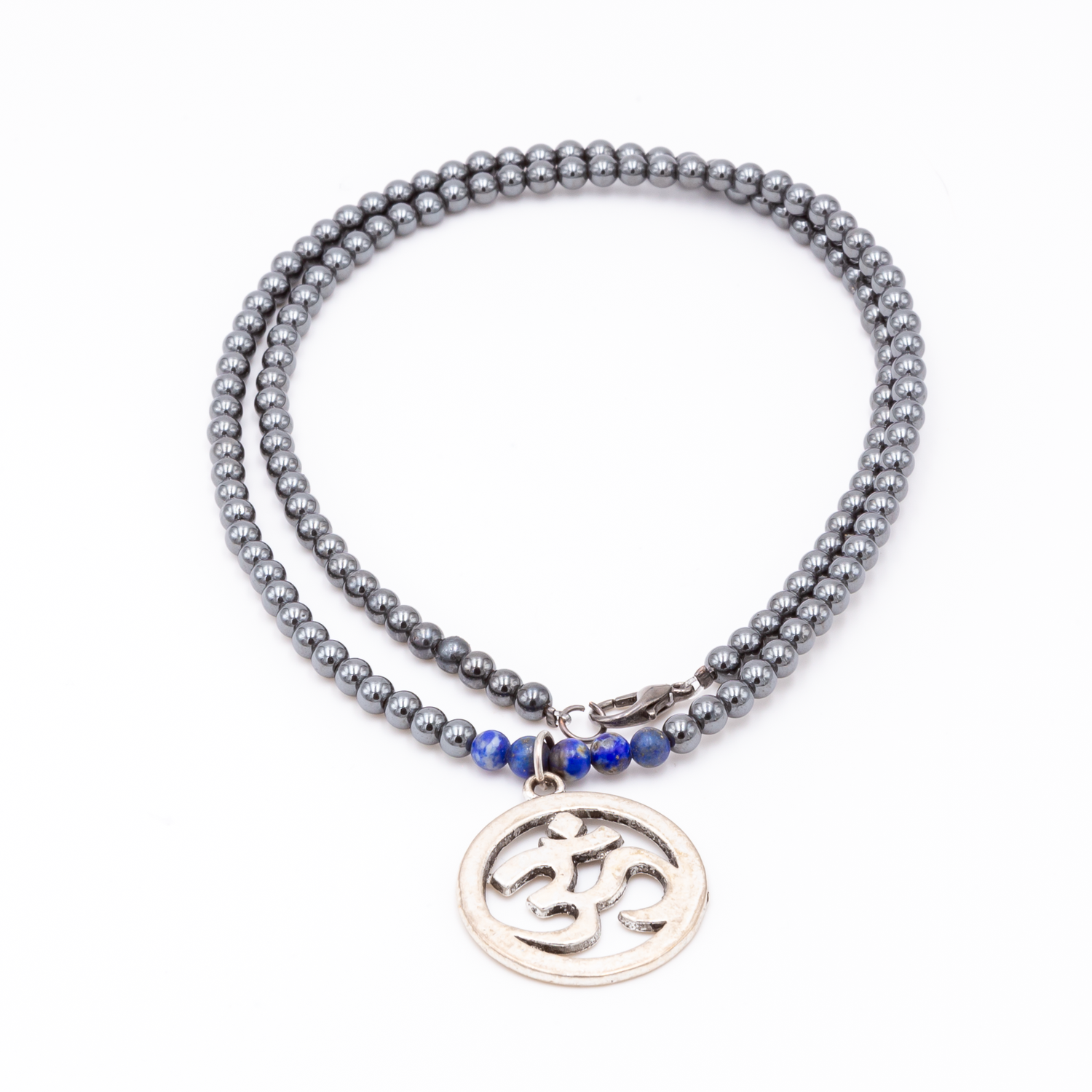 Hematite - Om Charm Necklace