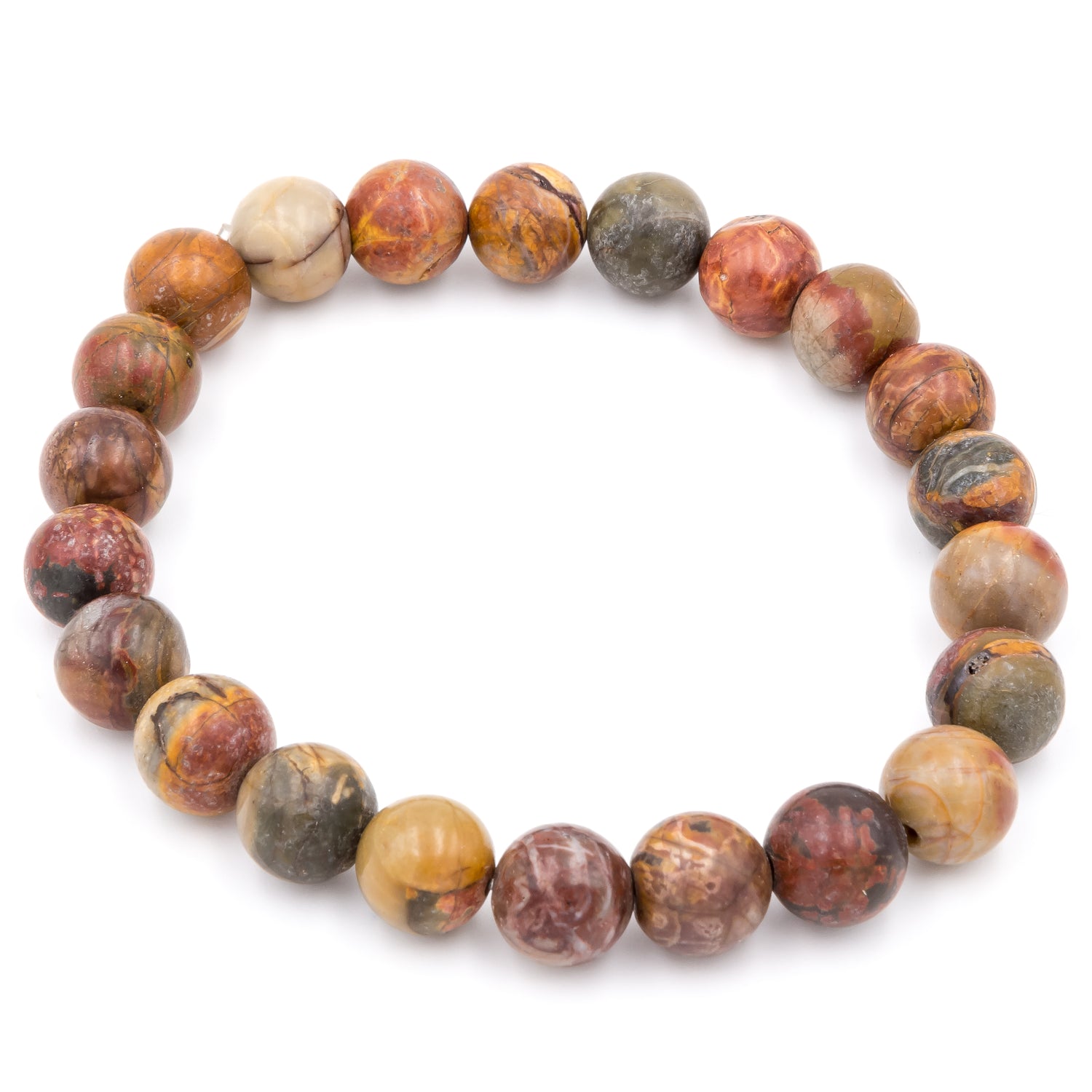 Picasso Jasper ManStuff Gemstone Bracelets by Purple Girl Designs. Handmade in Charlotte, North Carolina.