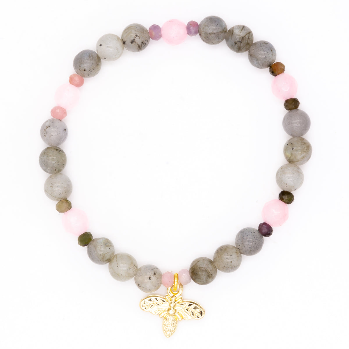 Labradorite Rose Quartz Butterfly Bracelet