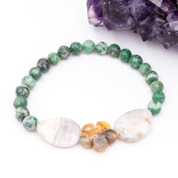 Crazy Lace Agate Flower with Jade Bracelet
