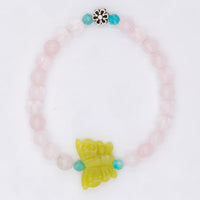 Olive Jade Butterfly and Rose Quartz Bracelet