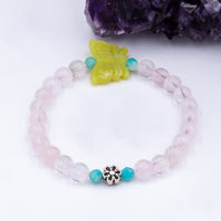 Olive Jade Butterfly and Rose Quartz Bracelet