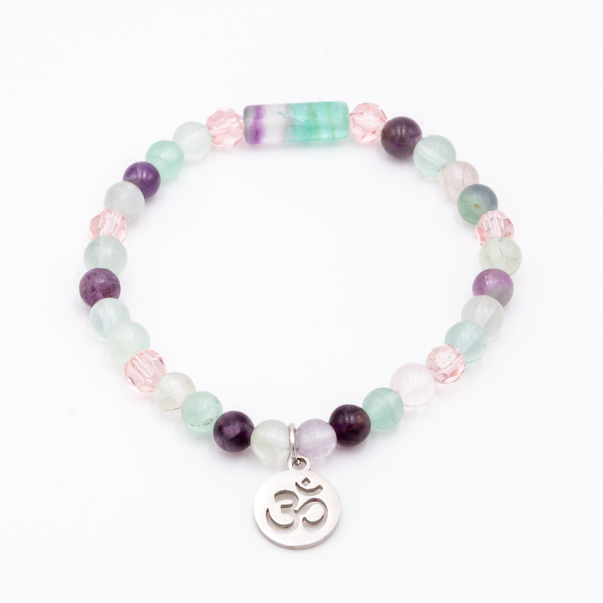 Fluorite - Om Charm Bracelet