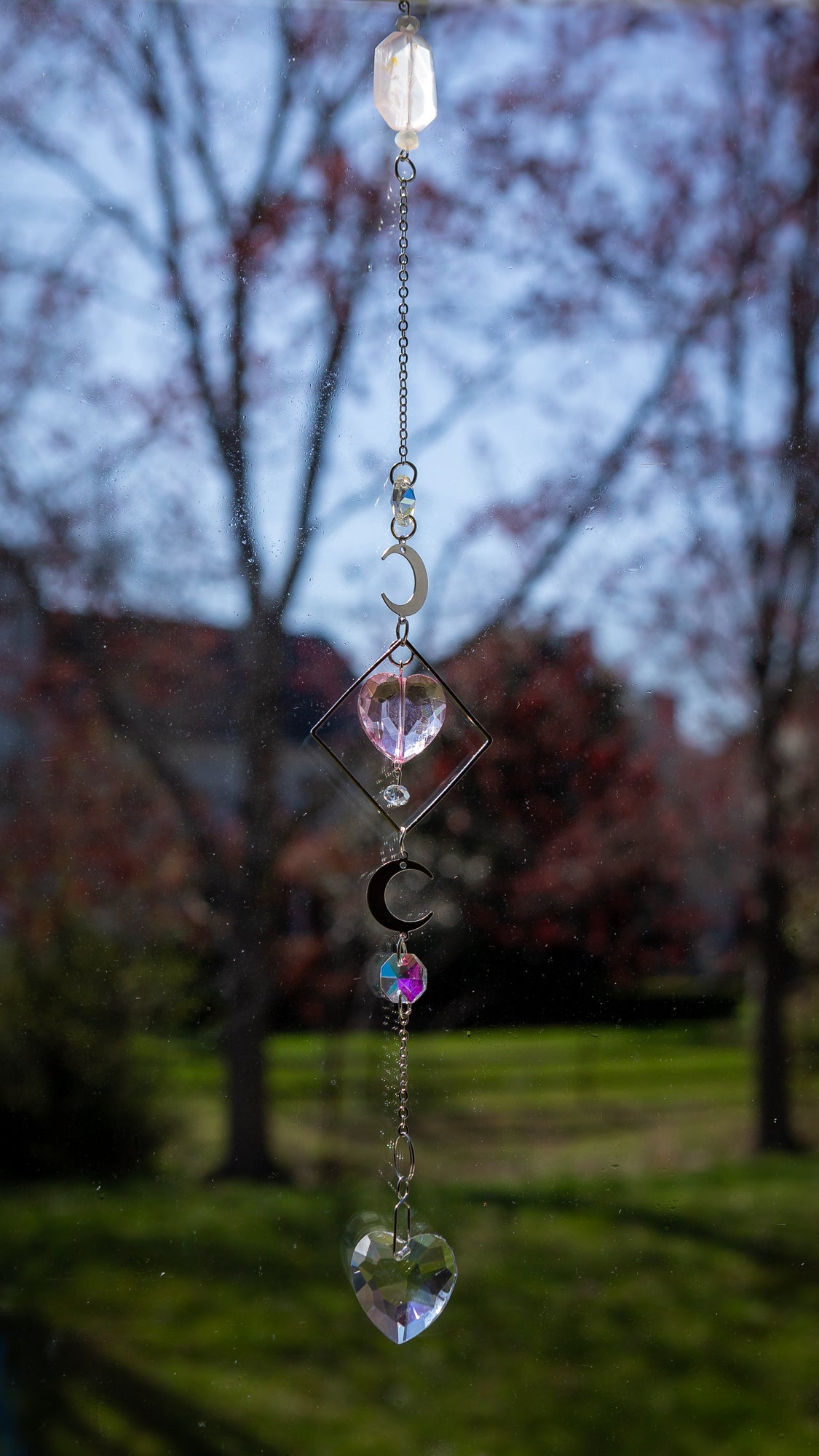 Rose Quartz - Heart Suncatcher