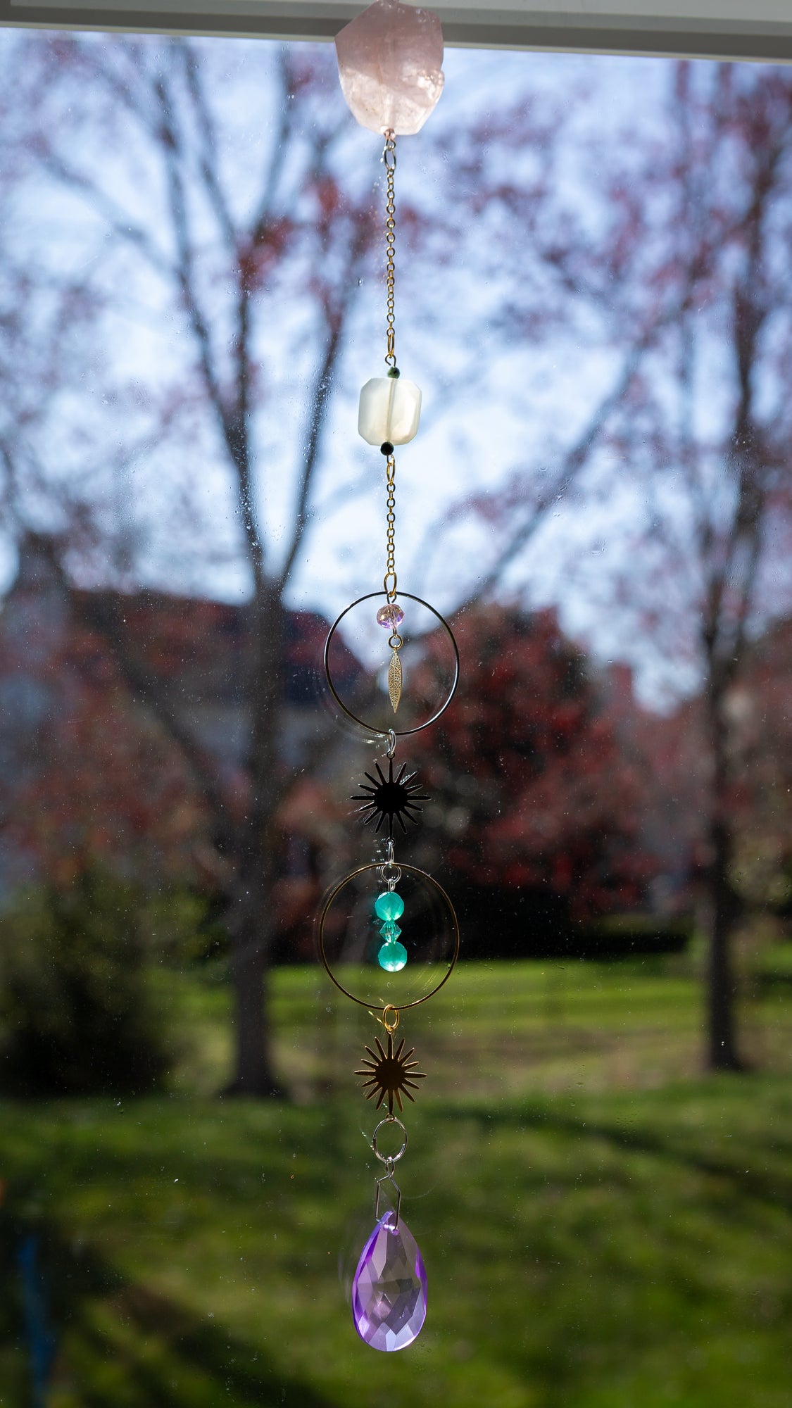 Rose Quartz - Moonstone Suncatcher