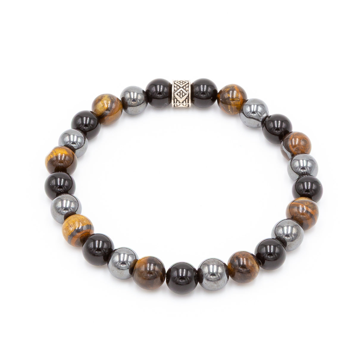 Men's Hematite - Onyx - Tiger Eye Bracelet