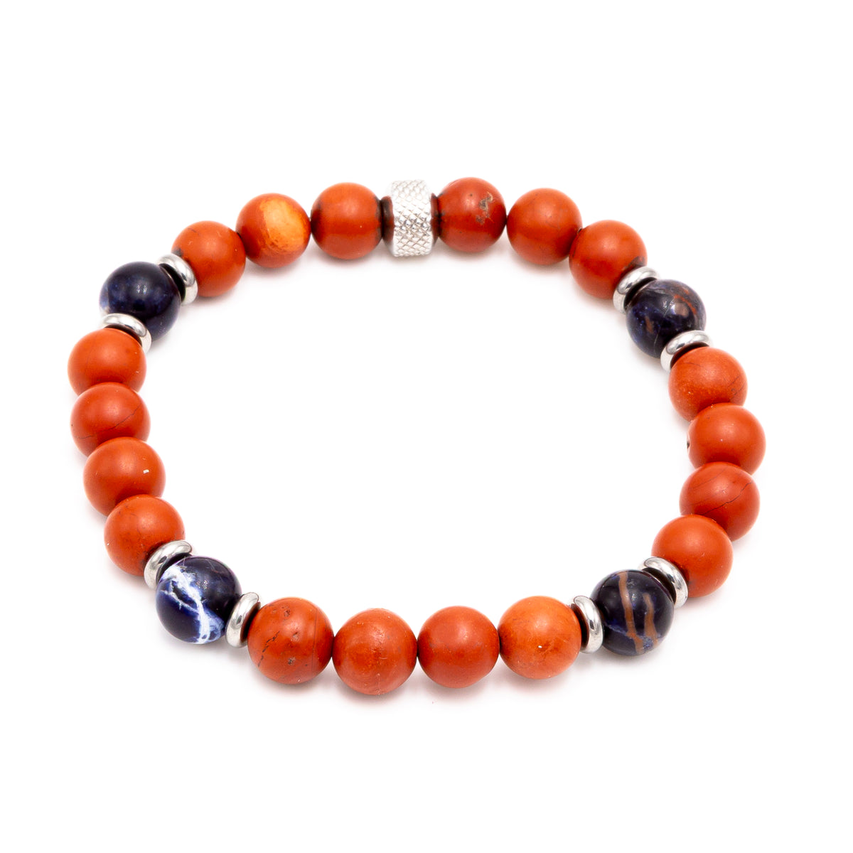 Men's Matte Red Jasper Sodalite Bracelet