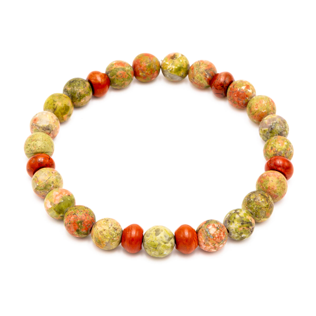 Men's Matte Unakite Red Jasper Bracelet