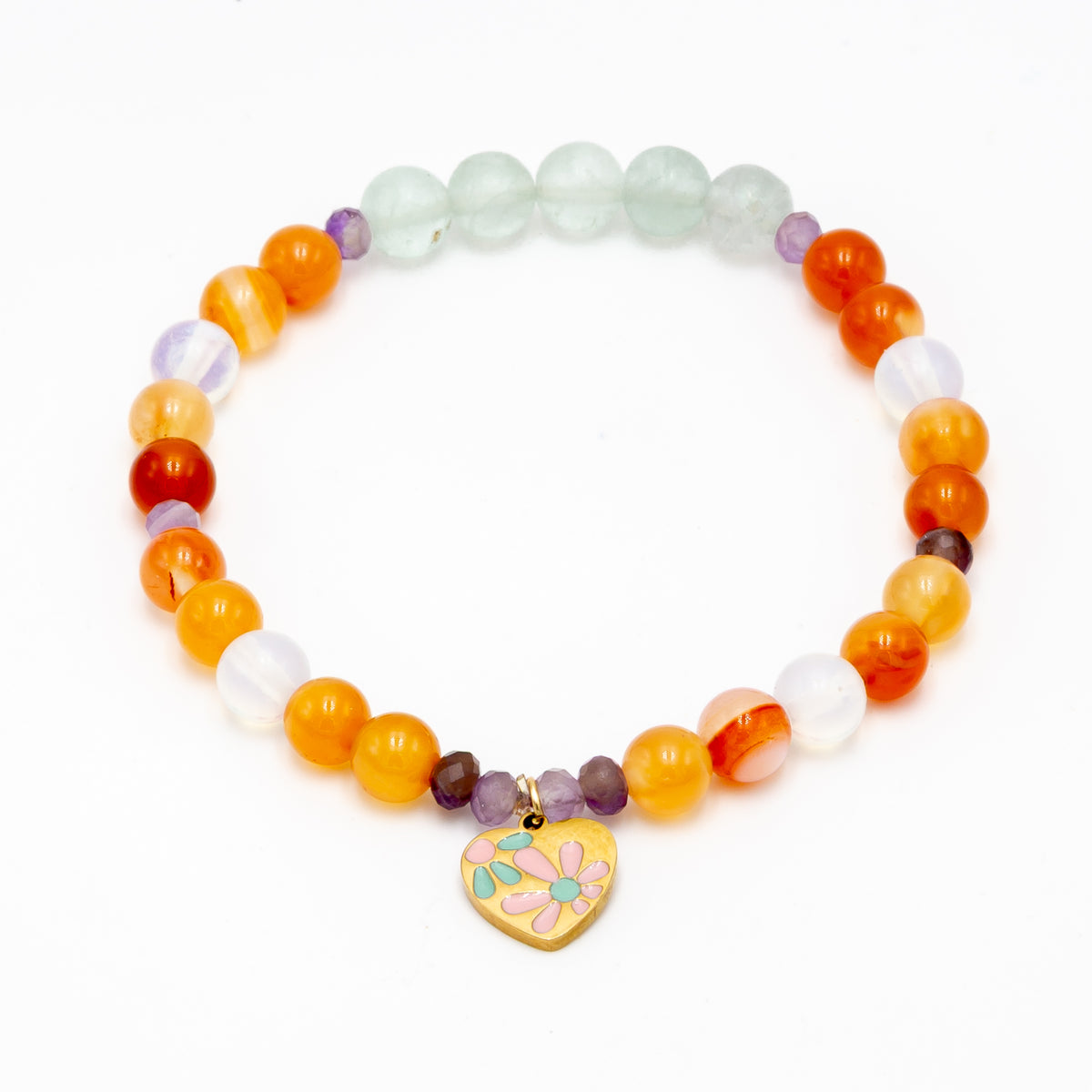 Carnelian Flower Charm Bracelet