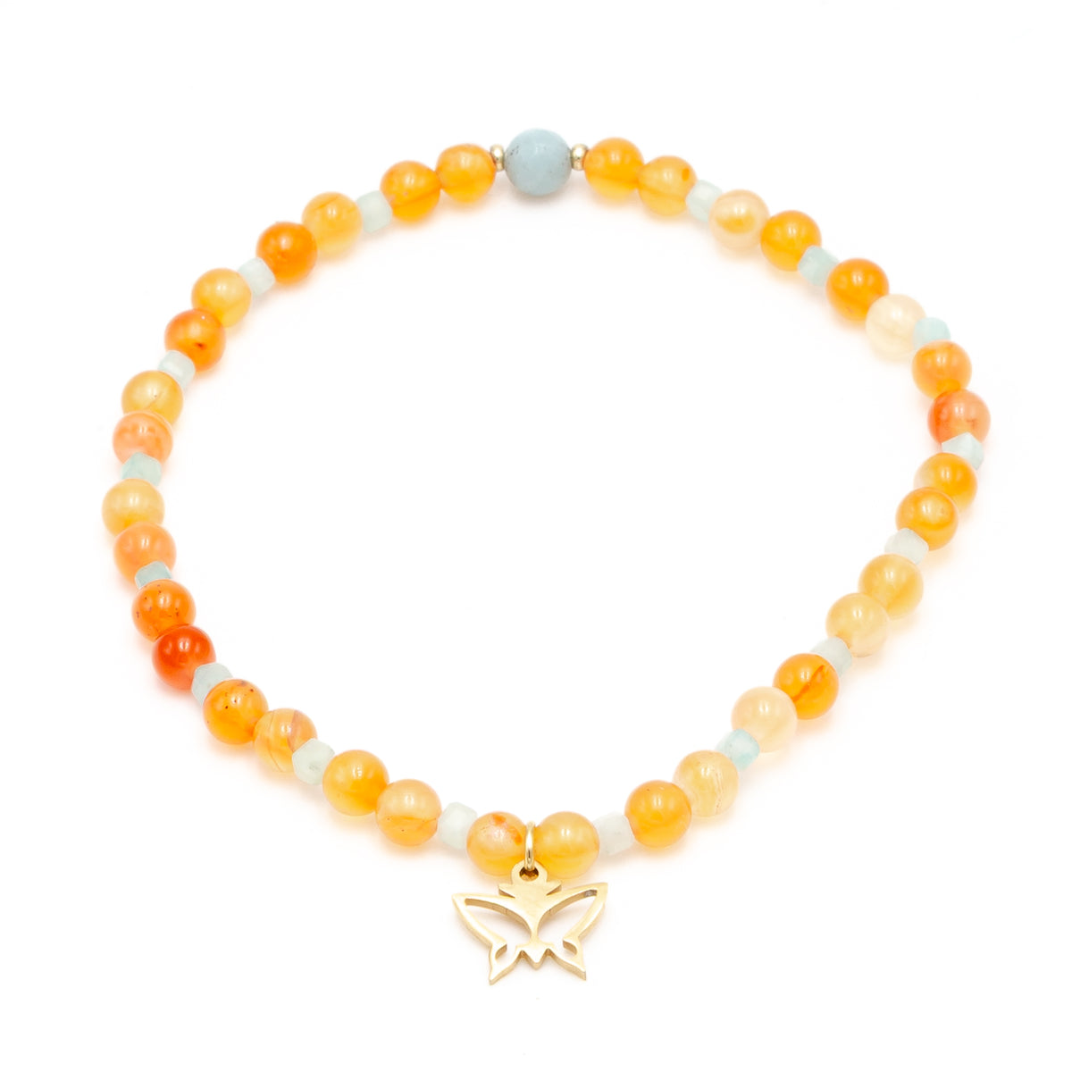 Carnelian Butterfly Charm Bracelet