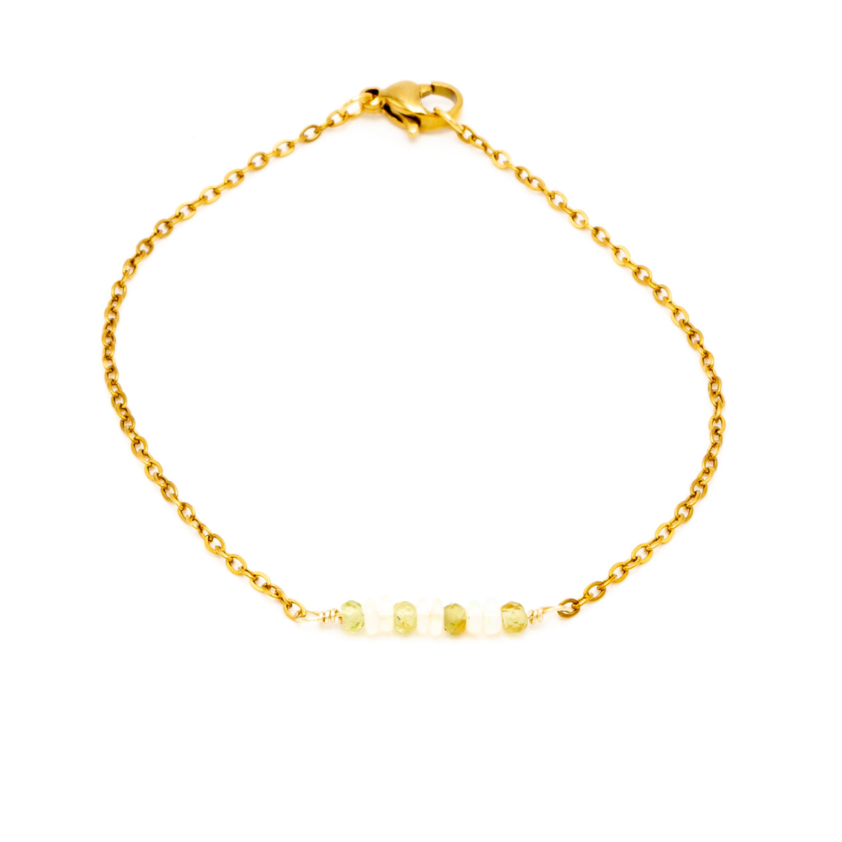Opal Peridot Bar Bracelet