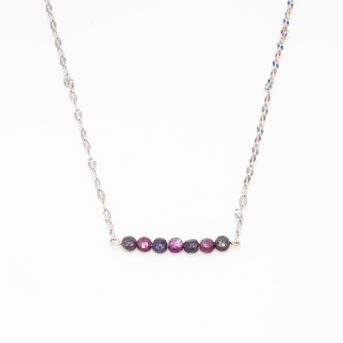 Ruby Sapphire Bar Necklace