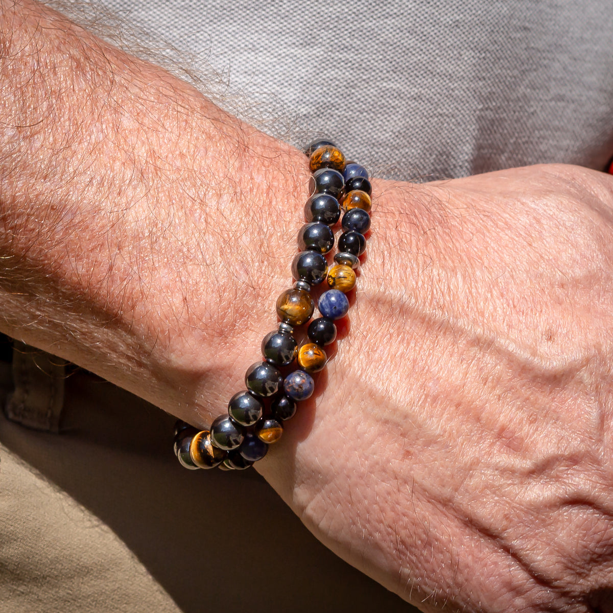 Men's Hematite and Tiger Eye Bracelet