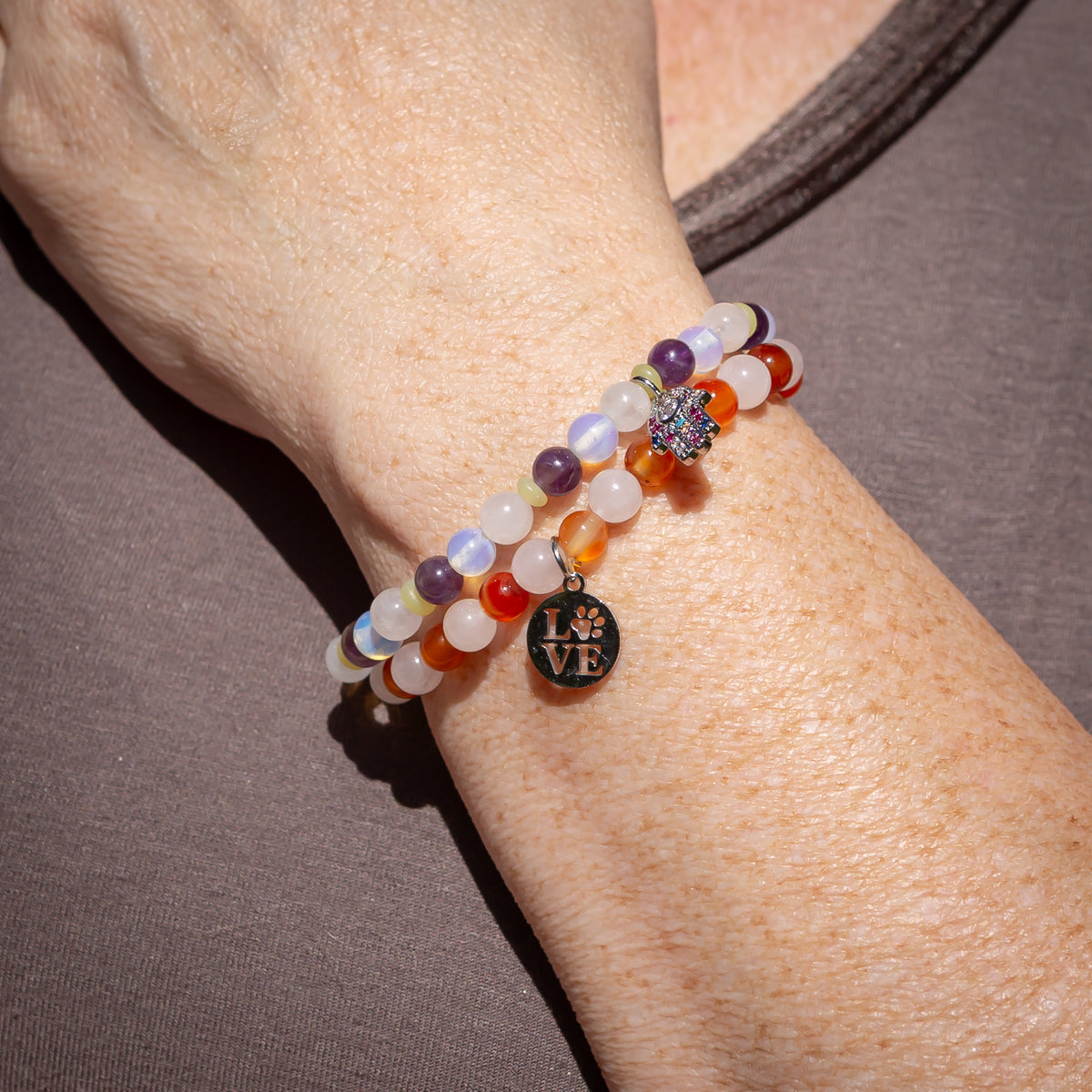 Rose Quartz and Carnelian Bracelet