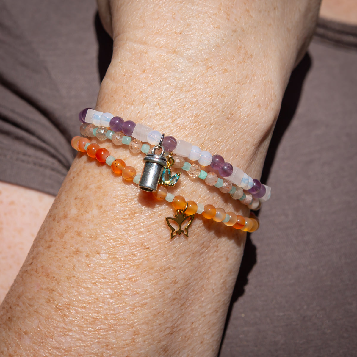 Carnelian Butterfly Charm Bracelet