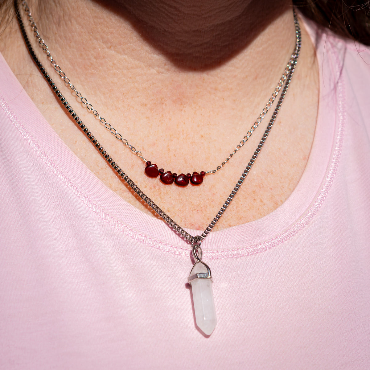 Garnet Mini Teardrop Necklace