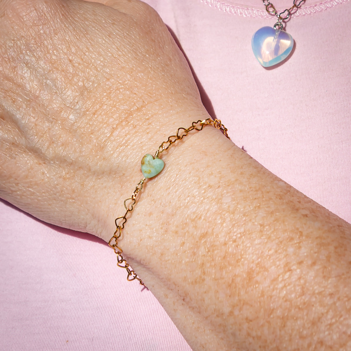 Green Opal Heart Bracelet
