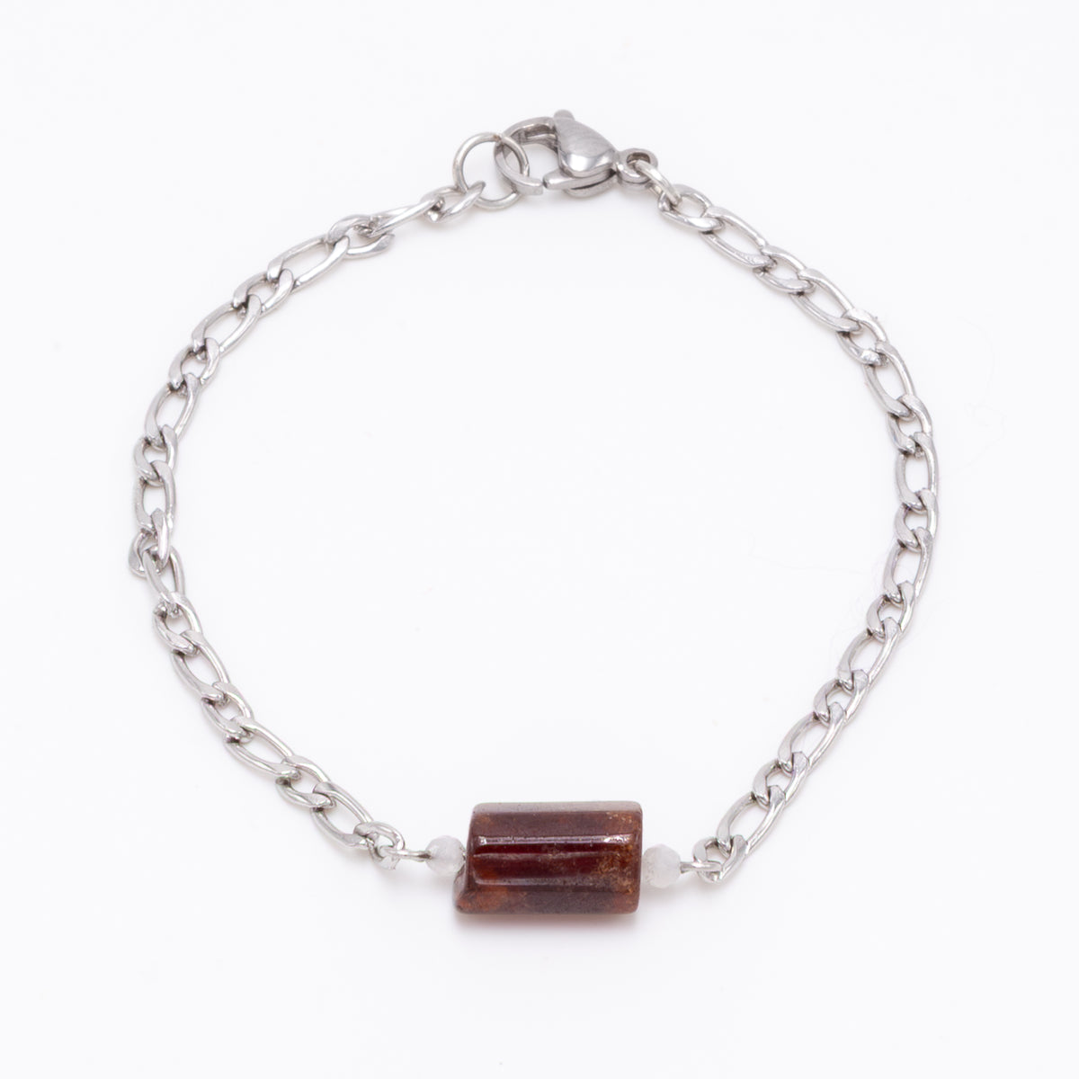 Garnet Moonstone Silver Bracelet