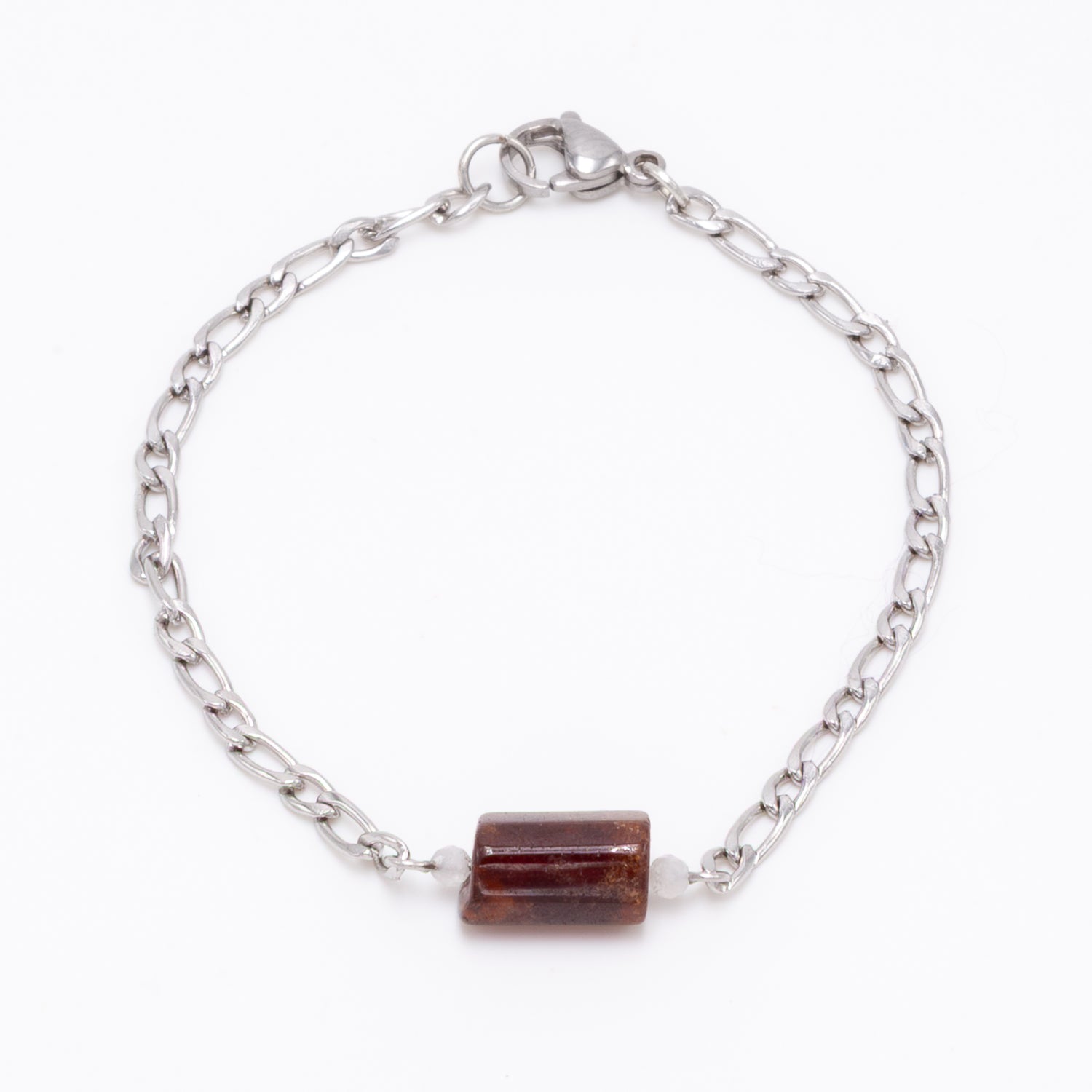 Garnet Moonstone Silver Bracelet