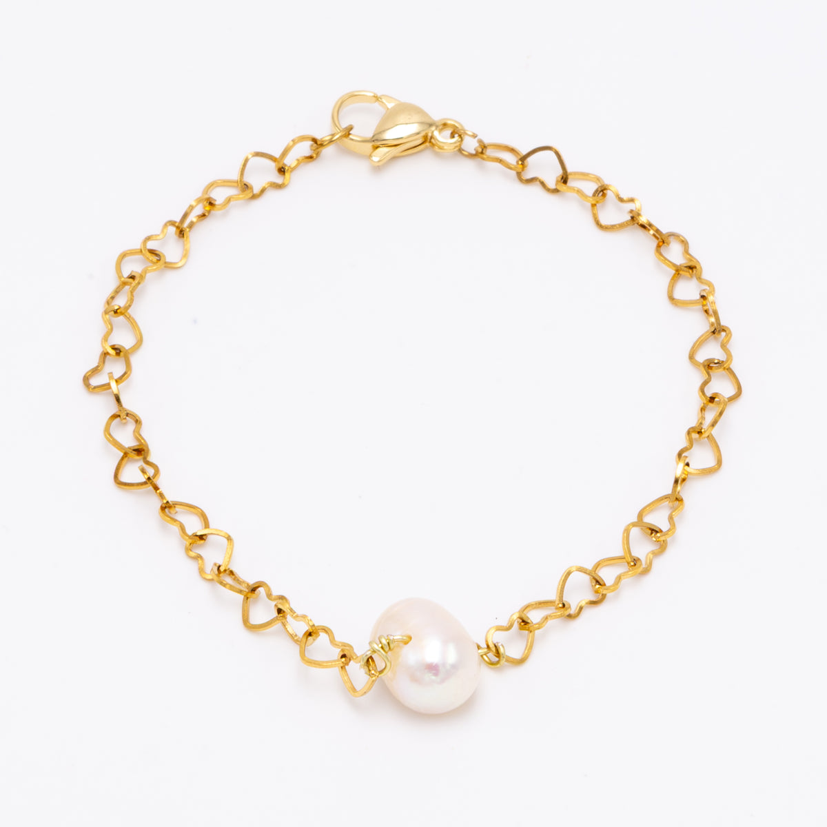 Pearl Heart Gold Bracelet