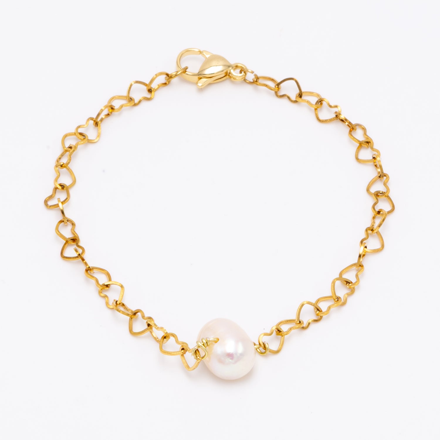 Pearl Heart Gold Bracelet