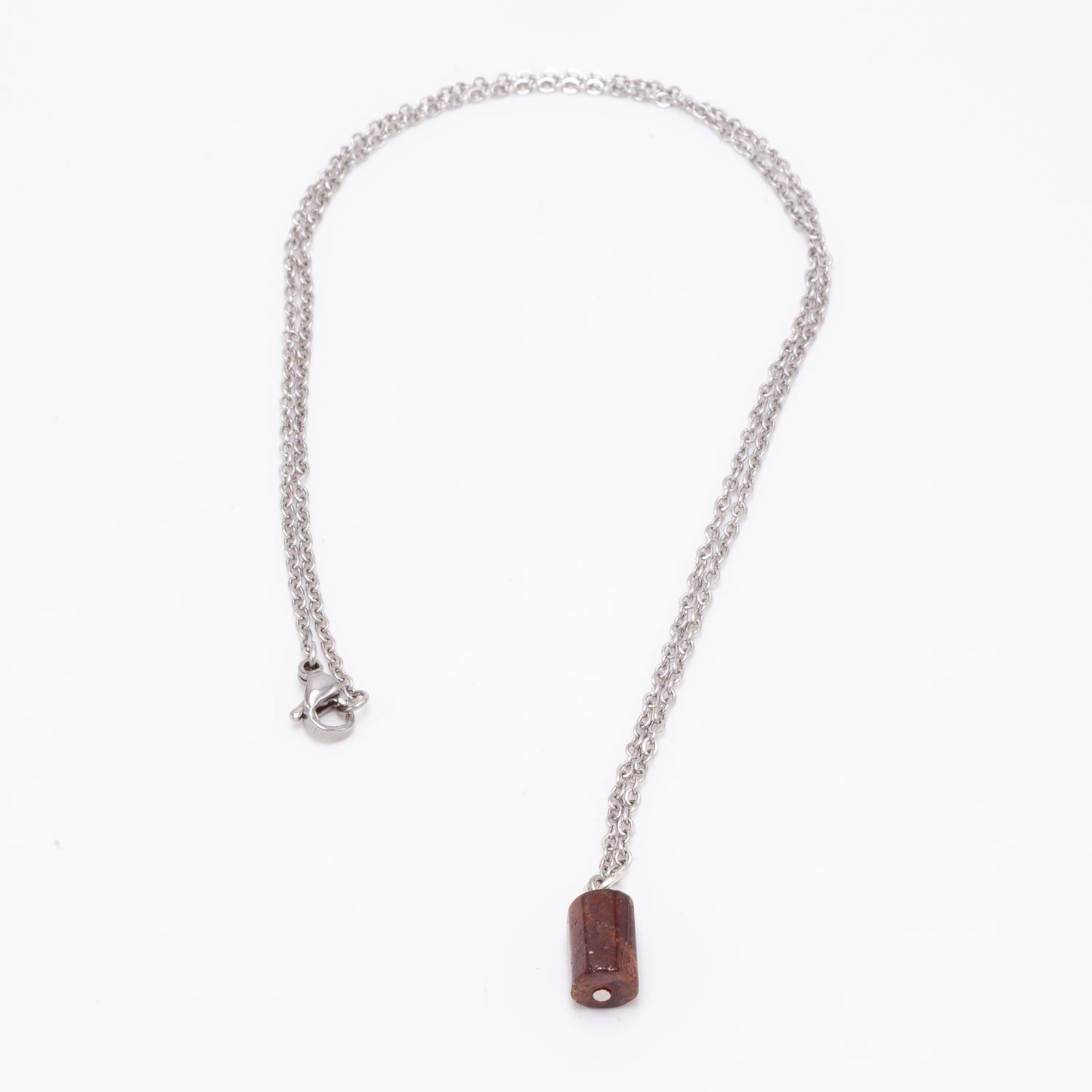 Garnet Barrel Silver Necklace