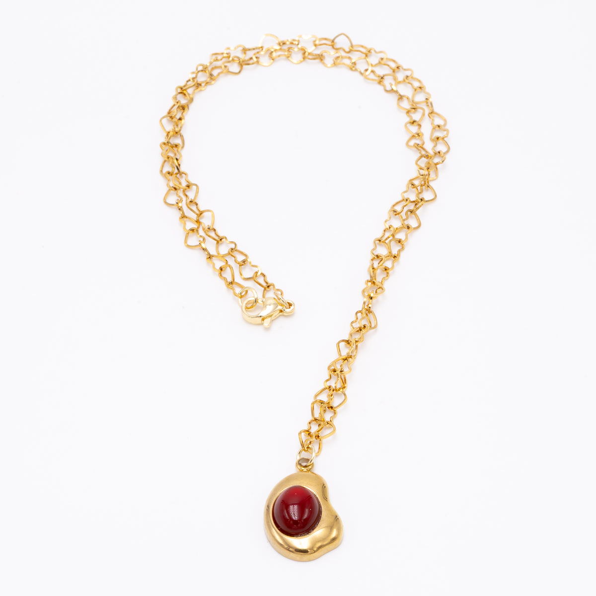 Carnelian Oval Heart Necklace