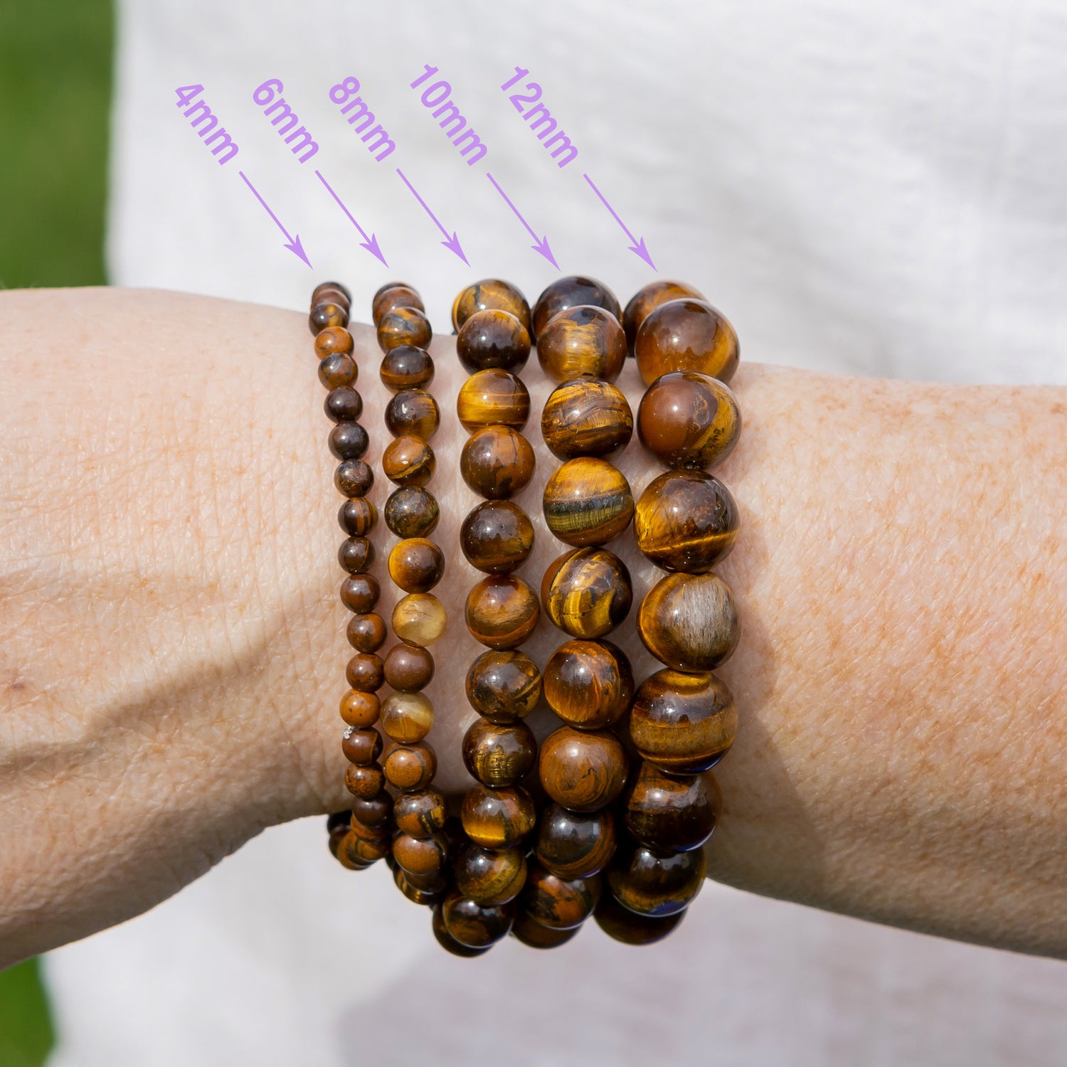 Men's Tiger Eye Wood Skulls Bracelet
