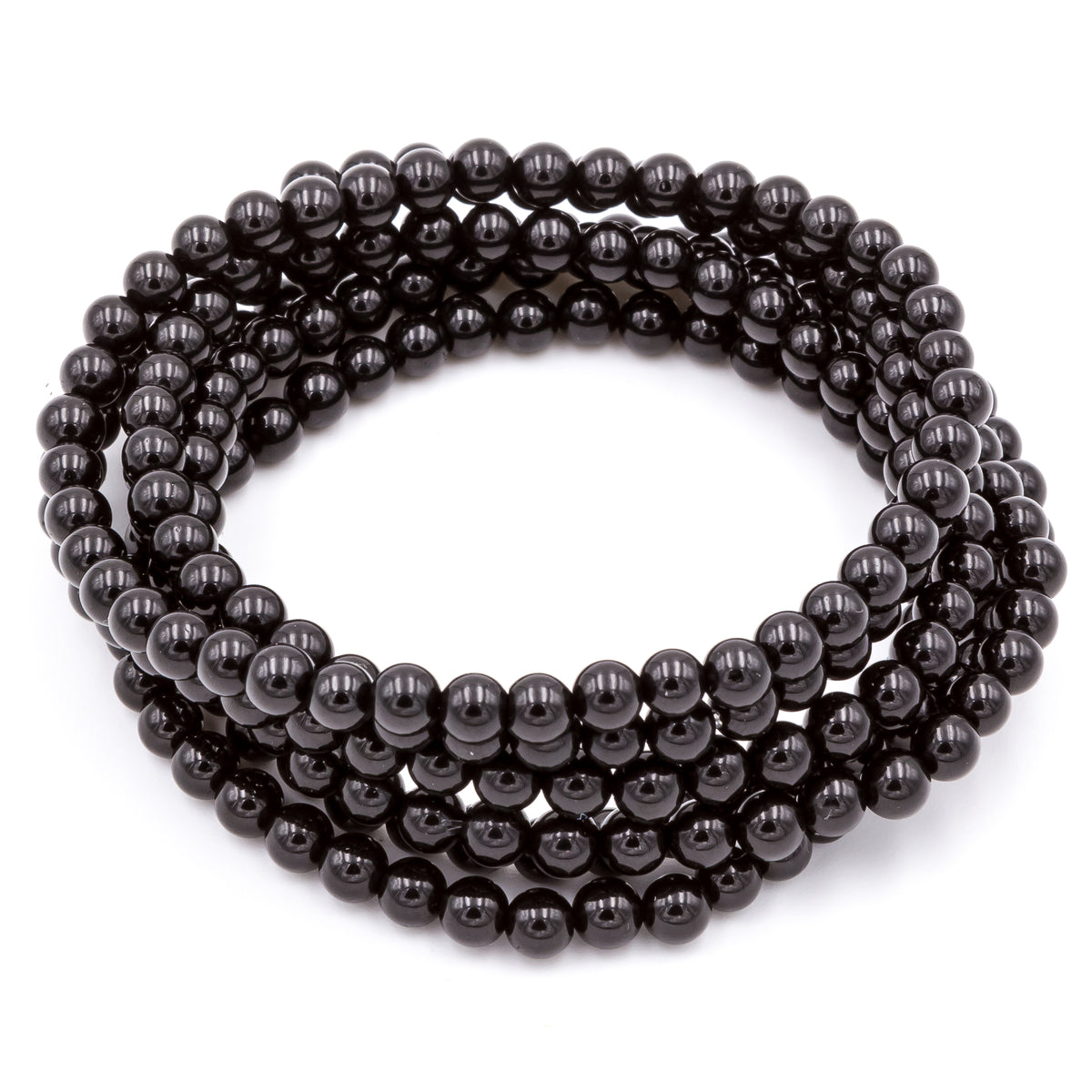 Black Tourmaline Gemstone Bracelets by Purple Girl Designs. Handmade in Charlotte, North Carolina.