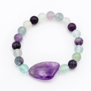 Fluorite Amethyst Chunk Bracelet