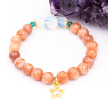 Load image into Gallery viewer, Peach Moonstone Opalite Star Bracelet
