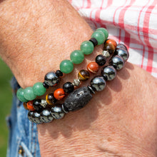 Load image into Gallery viewer, Men&#39;s Hematite Lava Stone Bracelet